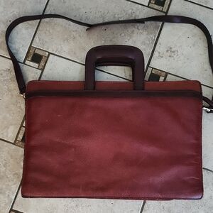 Elegant Brown Leather Men's Travel/Computer Bag Vintage